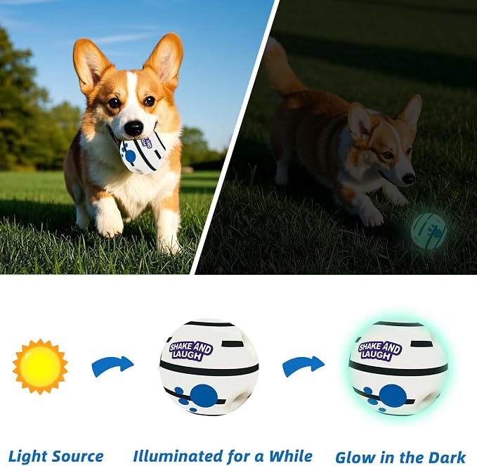 Glow in The Dark Dog Toys Ball, S, 3.14 in (8 cm) | Interactive, Shaking with Gibbering Sound