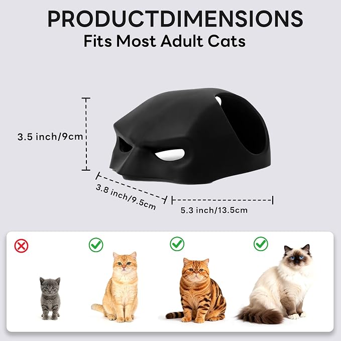 Yipintang Soft & Caring Silicone Cat Bat Mask, Skin-Friendly Halloween Costume for Cats, Lightweight & Flexible Pet Cosplay Accessories, Black Bat