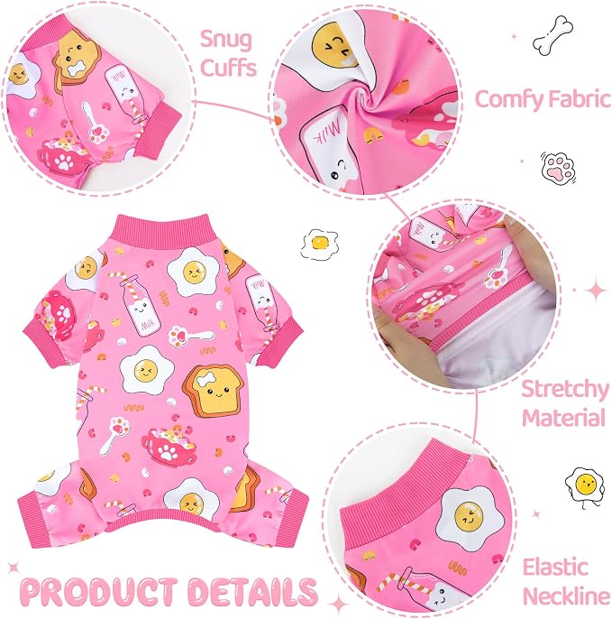 XPUDAC 4 Pack Dog Pajamas Soft Puppy Clothes Onesie for Small Dogs, M | Stretchy, Breathable, Sleepwear, Gentle on Skin, Dog Recovery Suit, Shedding Suit, All Seasons