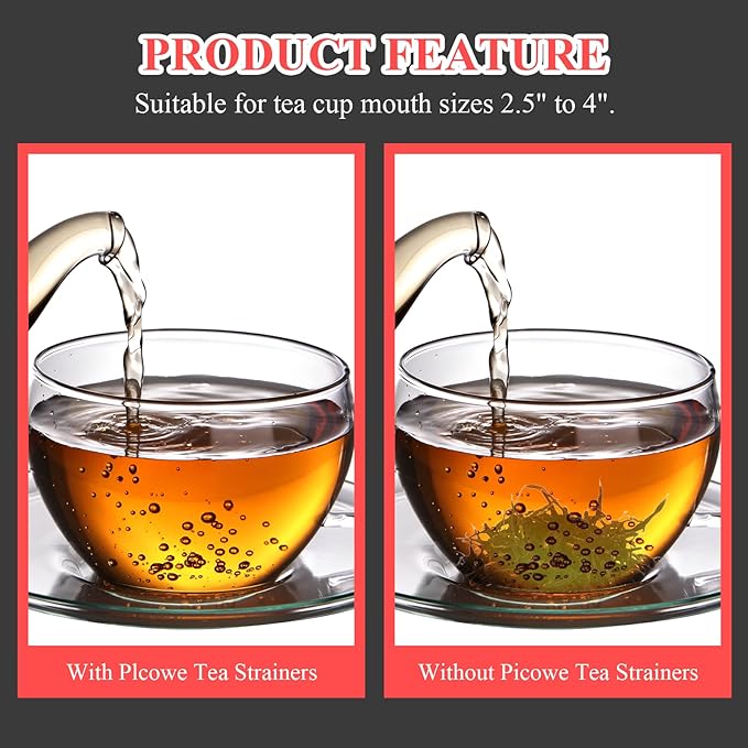 Bonsicoky 2 Pack Tea Strainer Bowl, Stainless Steel Loose Leaf Tea Filter for 2.5-4 Inch Cup Mouth, Silver