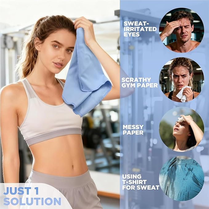 Microfiber Gym Towels - Quick Dry, Highly Absorbing, Odor-Free, for Women & Men - Gym Towel for Hot Yoga, Tennis, Working Out, Camping, Set of 5, 16 * 27Inch, Pastel Colors
