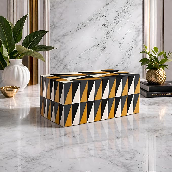 Handicrafts Home Large Decorative Storage Box with Lid, Keepsake Storage Box, Decorative Jewelry & Memory Box for Coffee Table, Shelf & Bedroom Decor, Puzzle Guild 10 x 5 x 5 (Multicolor Box)