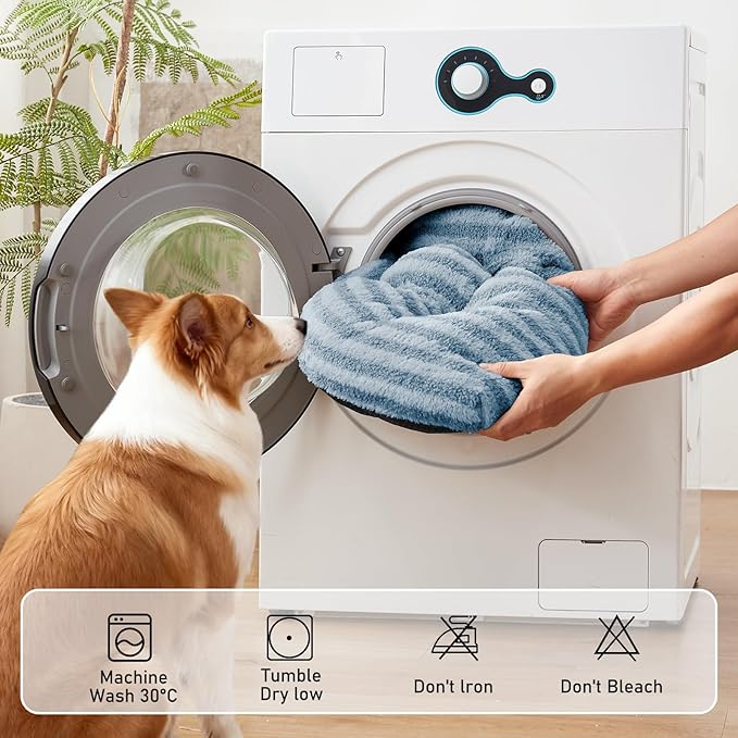 FURTIME Washable XL Dog Bed for Extra Large Dogs, Deluxe Dog Crate Beds | Comfy Fluffy Kennel Pad Anti-Slip Pet Sleeping Mat, Machine Washable Dogs Pillow, 40"x27"x3.5", Blue