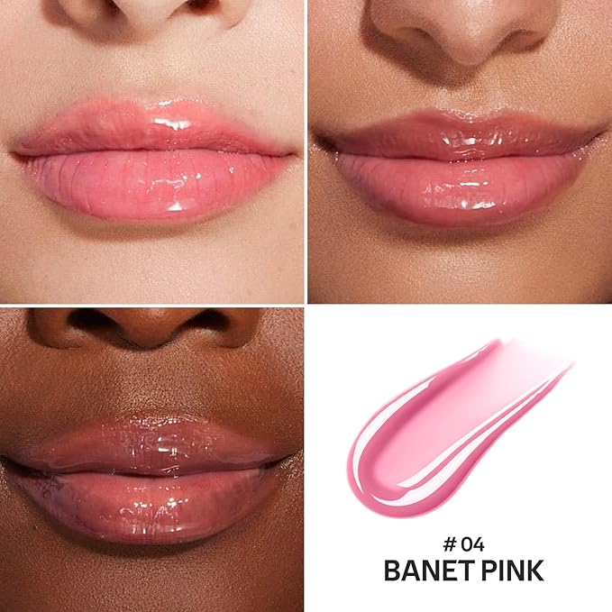 Color Nymph Lip Oil & Lip Gloss Set, Hydrating Non-Sticky Lip Makeup, Nourishing Lip Care with Jojoba Oil & Hyaluronic Acid, Glossy Pigmented Finish, #04 Ballet Pink