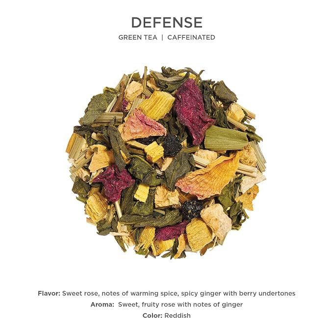 Tea Forte Defense Premium Loose Leaf Caffeinated Green Tea Blend Canister, Makes 35-50 Cups