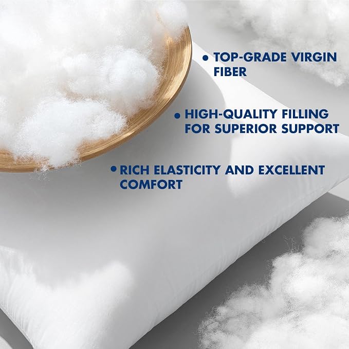 MIULEE 12x20 Inch Pillow Inserts Pack of 4-100% Cotton Cover | White Lumbar Throw Pillow with 100% Virgin Microfiber for Bed Sofa Couch Living Room, All-Season Decorative Back Support