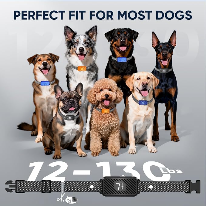 Dog Bark Collar for Large Medium Small Dogs, Effective No-Bark Collar, Smart Barking Collar, Rechargeable Bark Collar with 7 Sensitivity, 3 Modes, IP67 Waterproof, Black+Orange, 2 Pack