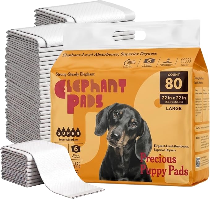 22x22 Large 80 Count Quick Drying Super Absorbent Pee Pads | Leak-Proof Unscented White Potty Training Puppy Pads for Dogs, Premium Quality Heavy Duty Absorbent Disposal Pads