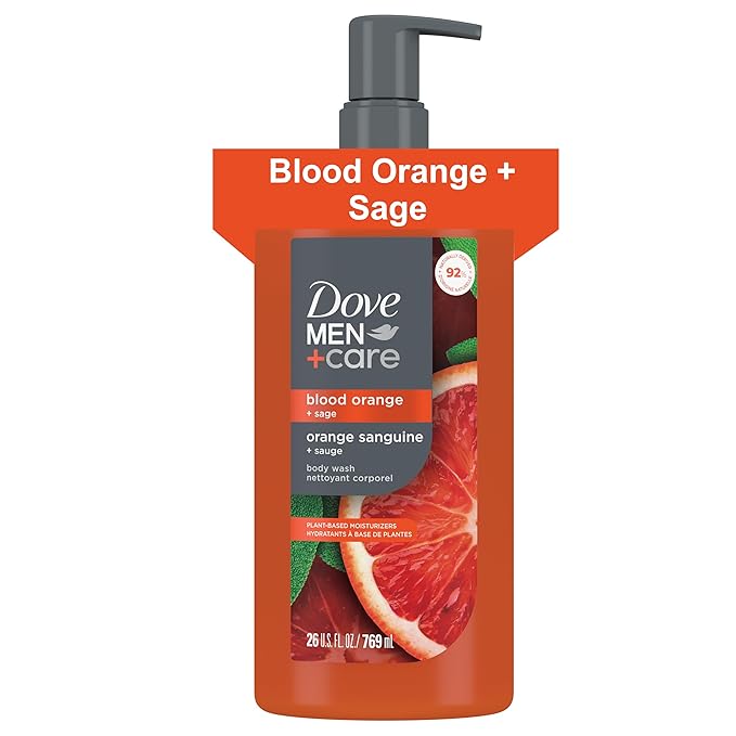DOVE MEN Moisturizing Body Wash | #1 Dermatologist Body Wash for Men, Sulfate Free, Paraben Free, & Dye Free | Blood Orange + Sage, 26oz