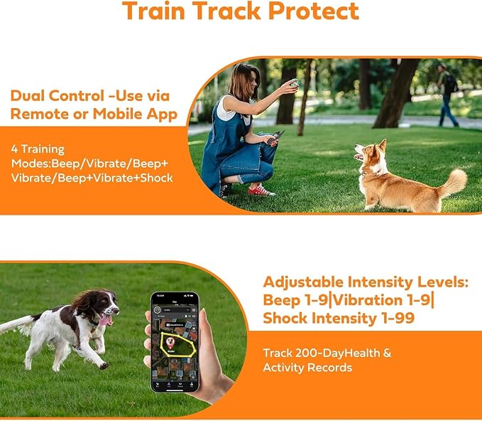 GPS Wireless Dog Fence & Training Collar System, Free App/Remote Controlled Custom Boundary up to 7000ft, Beep/Vibration/Safe Correction Modes, Early Alert, Waterproof for Dogs 10+ lbs