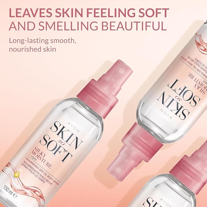 AVON SKIN SO SOFT Moisturizing Argan Body Oil for Hydrated, Glowing Skin Dry Oil Spray 150ML (2 -Pack)