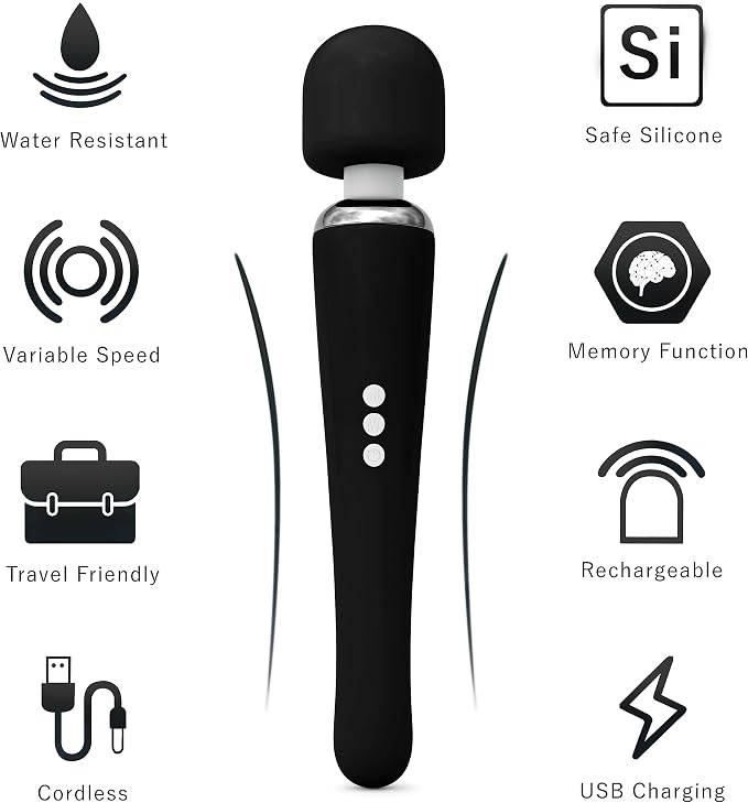Therapeutic Cordless Massager - Powerful Massage Tool Handheld 8 Speeds 20 Patterns - Rechargeable Hand Massagers for Sore Muscles - Hand Held Massage Tool for Neck & Back