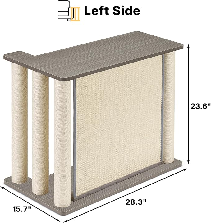 Veehoo Cat Scratcher Side Table for Couch, Sofa Protector End Table | Couch corner protector, sisal scratching posts, sisal scratch pad, heavy-duty base, easy to assemble