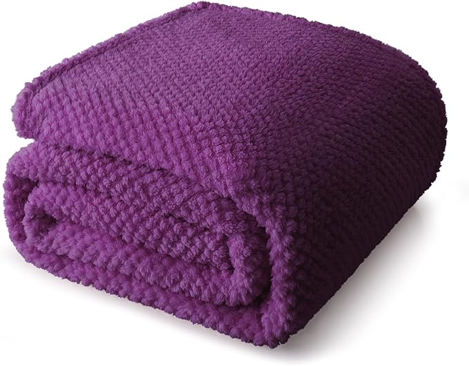 Whale Flotilla Soft Fleece Twin Size Bed Blanket, Purple | 60x80 Inch, Suitable for Bed, Fluffy Fuzzy Jacquard Blankets for All Season, Lightweight and Cozy