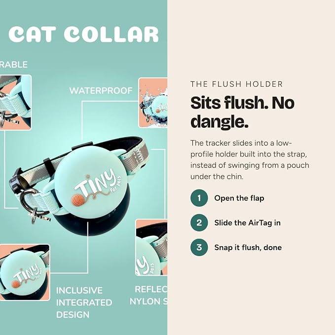 Cat Collar with Airtag Holder, Snag Proof Breakaway, Luminous & Reflective Pattern, Waterproof, for Boy Girl Cats Kittens.