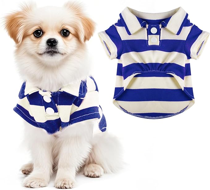 Pistha Dog Shirt Polo Shirt Striped Puppy Clothes for Boy Girl Pets | Dog Shirt Dog Clothes Pet Clothes with Summer Button Up for Small Medium Dogs Cats