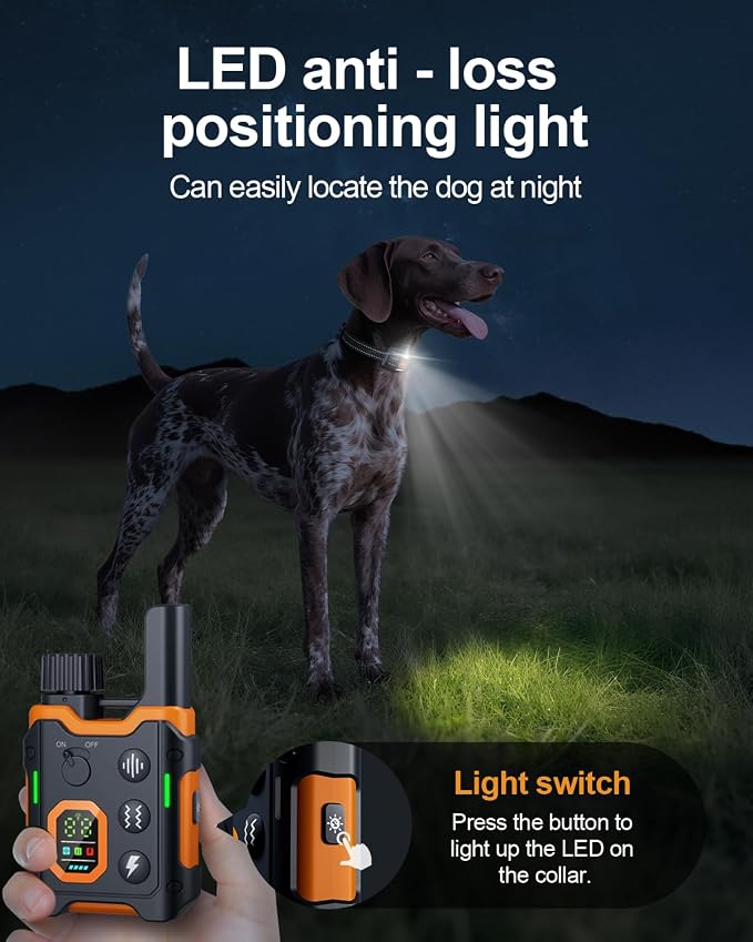 Dog Shock Collar with Remote Control (5-120Lbs) - 3300ft Electric Training Collars for Dogs e-Collars Bark Anti Barking Large Medium Small, Waterproof (Orange)