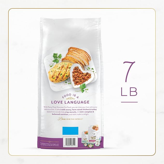PURINA Fancy Feast Dry Cat Food with Savory Chicken and Turkey - 7 lb. Bag (Pack of 2)