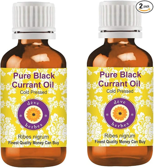 Deve Herbes Pure Black Currant Oil (Ribes nigrum) Cold Pressed (Pack of Two) 100ml X 2 (6.76 oz)