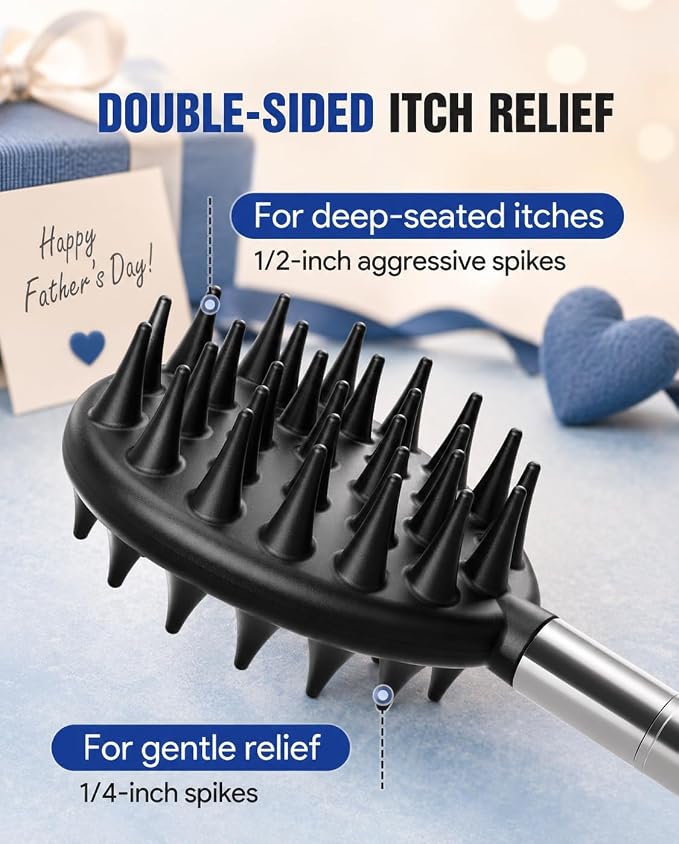 Gelibo Telescoping Large Back Scratcher with 5 Detachable Heads, Gift for Him, Dad, Gifts for Men, Extendable Back Massager Tool with Beautiful Box