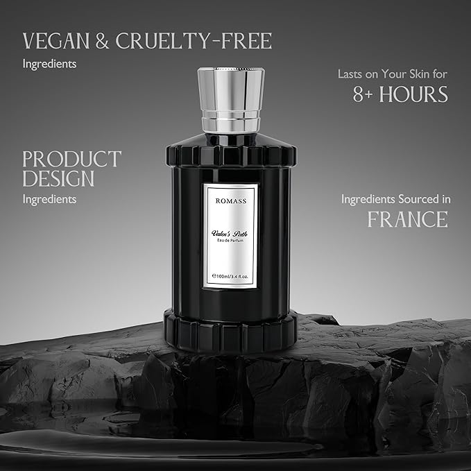 ROMASS Valor's Path Unisex Eau de Parfum Spray - 3.4oz/100ml, Citrus Pineapple & Rose Oud Wood Perfume, Fresh Summer Scent for Men Women