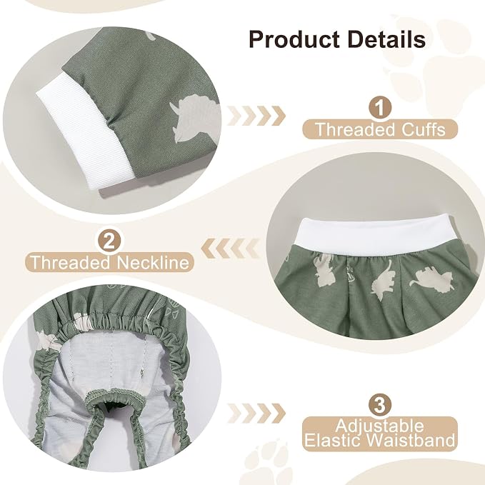 Bienbee Dog Pajamas, 4 Pack Dog Recovery Suit Shedding Suit Cute Soft Puppy Clothes Dogs Pjs Onesies Jammies Adjustable Breathable & Stretchy Clothes for Small Medium Large Dogs Girl Boy Puppy-2XL | Dog Shedding Suit with Soft Fabric, Breathable & Stre...