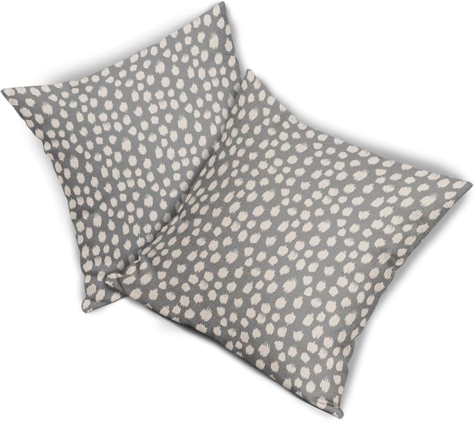 Grey Gray Cream Pillow Covers 24x24 Set of 2 Boho Design Polka Dot Throw Pillows Modern Brush Strokes Print Decorative Outdoor Pillowcase Square Cushion Cover Linen Pillow Case for Home Sofa Couch Bed