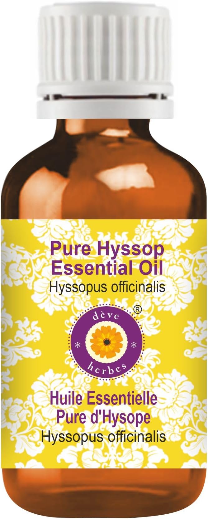 Deve Herbes Pure Hyssop Essential Oil (Hyssopus officinalis) Steam Distilled 2ml (0.06 oz)