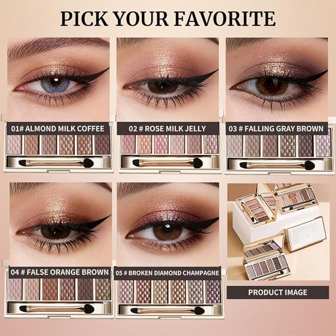 Rose Mauve Neutral Nude Eyeshadow Palette–6 Matte&Shimmer Shades, High Pigment Long-Lasting Blendable Eye Shadow Kit for Natural Everyday Makeup, Soft Glam Looks, Mature&Hooded Eyes, Paleta de Sombras