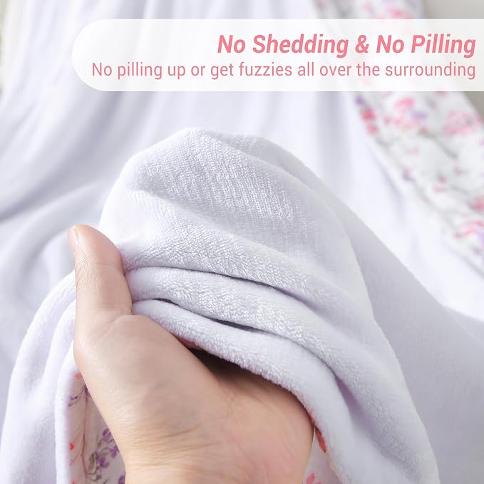 Viviland Cooling Muslin Blanket Queen Size for Bed Summer Gauze Blanket for Adults Breathable Lightweight Soft for Hot Sleepers Linen 90 x 90 Inches Pink Purple Flowers