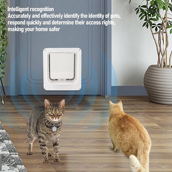 SUNGOOYUE Smart Pet Door Plastic Electronic Cat Door 26 X 29.5cm App Controlled Secure Access with Timer Motion Sensor Collar Activation for Indoor Outdoor Cats and Dogs