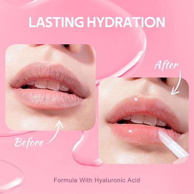 Color Nymph Lip Oil & Lip Gloss Set, Hydrating Non-Sticky Lip Makeup, Nourishing Lip Care with Jojoba Oil & Hyaluronic Acid, Glossy Pigmented Finish, #04 Ballet Pink