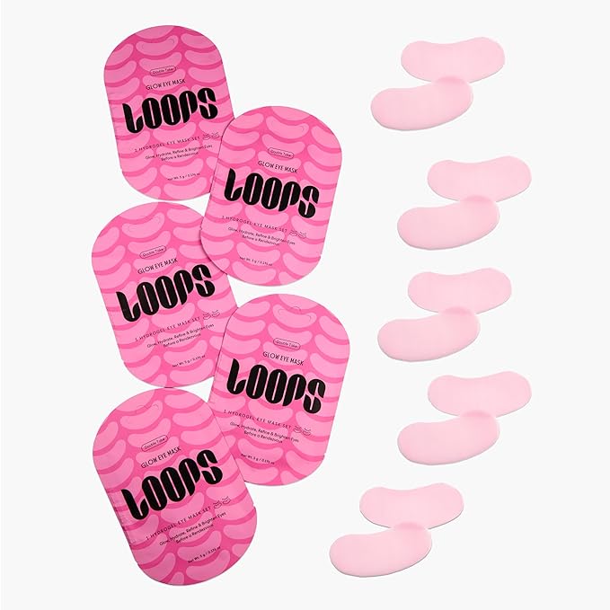 LOOPS DOUBLE TAKE - Glow Hydrogel Eye Masks - Calms and Soothes Skin - Refine Pores and Smooth for a Flawless Face - Hydrating Skin Under Eye Mask Leaves You Refreshed and Loumonus, 5pc