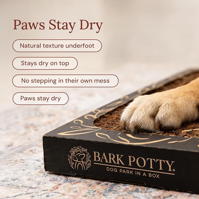 Bark Potty Disposable Dog Litter Box - Natural Bark Dog Potty Tray 24x16 | No-maintenance indoor dog potty for apartments & busy pet parents. Leak-resistant, reduces odors, replaces up to 60 pee pads
