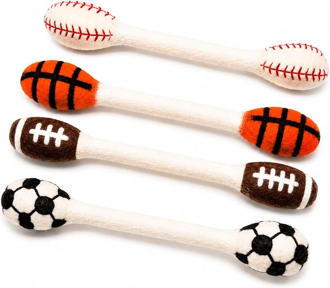 Glaciart One Swabs Cat Toys with Catnip - 4 Pk | Durable for Chew, Cute Cat Toys Interactive Kitty for Boredom, Exercise, & Play | Filled w/Organic Catnip for Anxiety & as Digestive Aid | Gift Idea