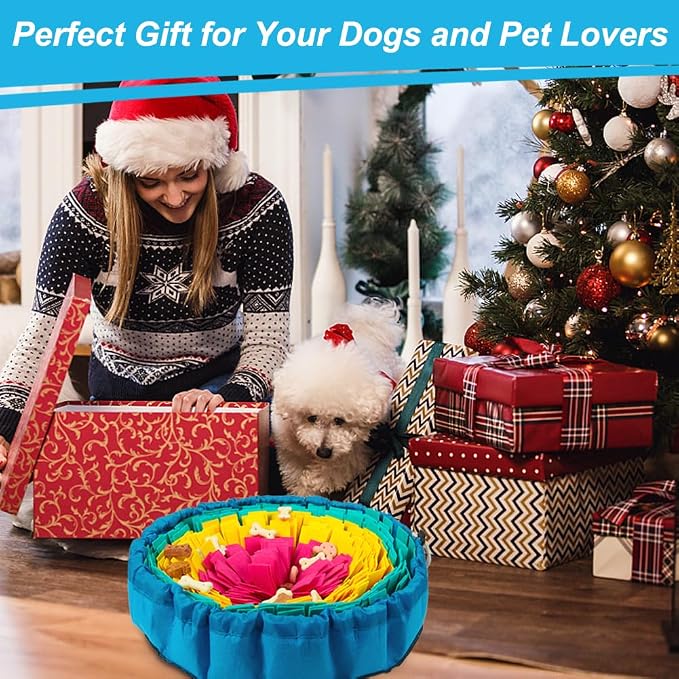 Vivifying Snuffle Mat for Dogs, Adjustable Dog Puzzle Toys Sniff Mat, Interactive Enrichment Toys for Slow Eating and Mental Stimulation (Red Yellow Blue)