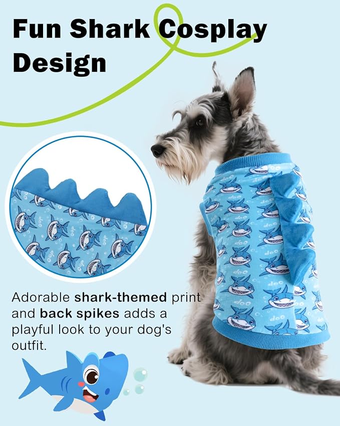 CuteBone Dinosaur Costume Dog Shirt, Stretchy Velvet T-Shirt Clothes for Small Dogs, Soft & Breathable Pet Tee Outfit Cat Apparel for Daily Wear, Cozy Pullover Design Puppy Fashion COSBX04S
