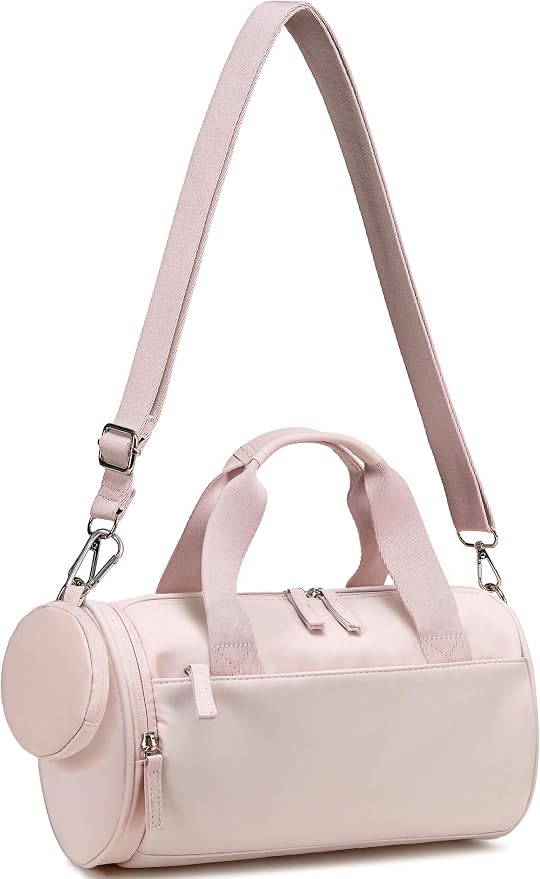 BTOOP Mini Gym Bag for Women, 12-Inch Small Duffle Bag with Wet Pocket and Coin Purse, Lightweight Water-Resistant Workout Bag for Yoga, Pilates, Dance and Travel (Pink)