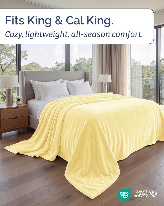 Ultra Soft Fleece Blanket Giant Blanket Size - Flannel Fleece Luxury Blanket - Lightweight for Couch Bed Chair - Thick, Warm and Breathable - All Season Cozy, Yellow