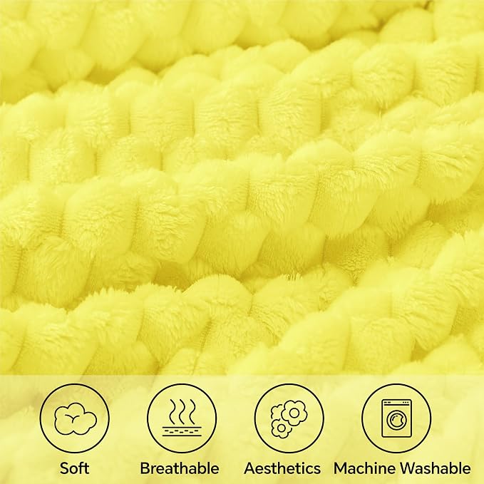 BEDELITE Amber Yellow Throw Blanket for Couch, Soft Cozy Gifts for Women | 3D Jacquard Decorative Fleece Blanket, Super Soft Plush Throws, Cute Birthday Gift for Women, Suitable for All Seasons, 50*60
