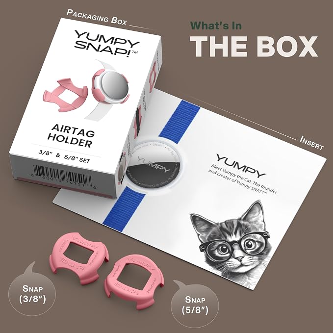 SNAP! AirTag Holder - 3/8" & 5/8" Set - for Cats, Kittens, Puppies, & Small Dogs - Fits Collars, Harnesses, Straps, Bags & More - Made in USA - Passion Pink