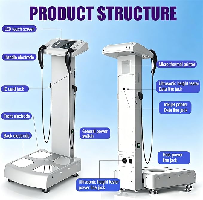 Commercial Body Composition Analyzer for Gym and Home Used Analyzer Body Health Machine Bioelectrical Impedance,Wireless Printing Black