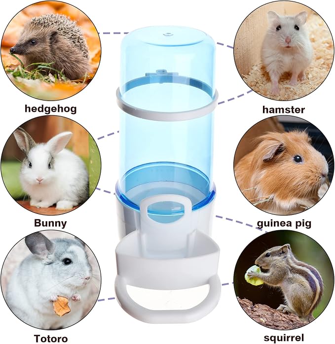 2 Packs Pet Feeder and Waterer, Self Dispensing Automatic Hamster Feeder, Food and Water Dispenser Set,Small Animal Dog Cat Pet Food Bowl, for Dogs Cats Pets Animals, 16x14cm, Blue (Blue)