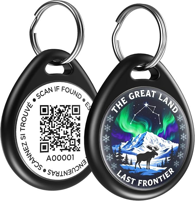 QR Code Dog Tags Personalized for Pets, Real-time Alerts, Aurora
