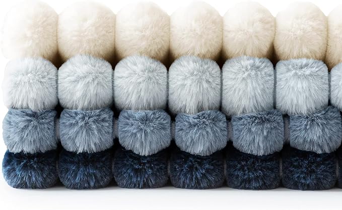 MIULEE Faux Fur Plush Decorative Throw Pillow Covers 20x20, Navy Blue | Set of 4, Striped, Soft Coastal Modern Cozy Home Decor, Cushion Cases for Sofa Couch Bed Living Room