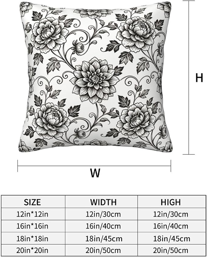 Black White Toile Throw Pillow Covers 18x18 Set of 2 Vintage Floral Decorative Farmhouse Pillow Cases for Couch Home Deco