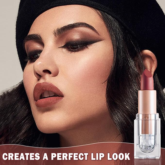 Matte Nude Lipstick Velvet Lip Gloss Non-Fading Non-Sticky Cup Nude Lipstick Matte Lip Stain Long Lasting Waterproof Lipstick for Women Girls Daily Lip Makeup-610 Oolong Tea