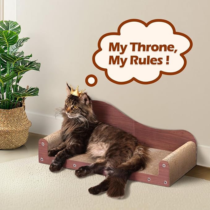 ComSaf Cat Scratcher Bed 26.4 in, Large Cardboard Cat Scratching Board | Scratch Pad Lounger, Sofa Couch Shape, Corrugated Cardboard, Furniture Protection, Indoor Resting Spot, Claw Care