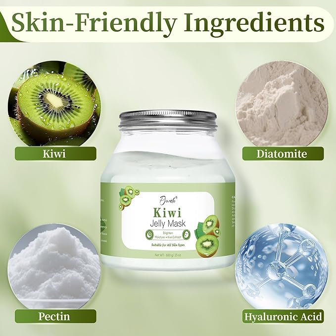 Powder Jelly Mask for Facials Professional, Peel Off Facial Mask for Hydrating & Moisturizing, Hydrojelly Mask for Women Men Skin Care, Home DIY Spa Use for All Skin with Kiwi