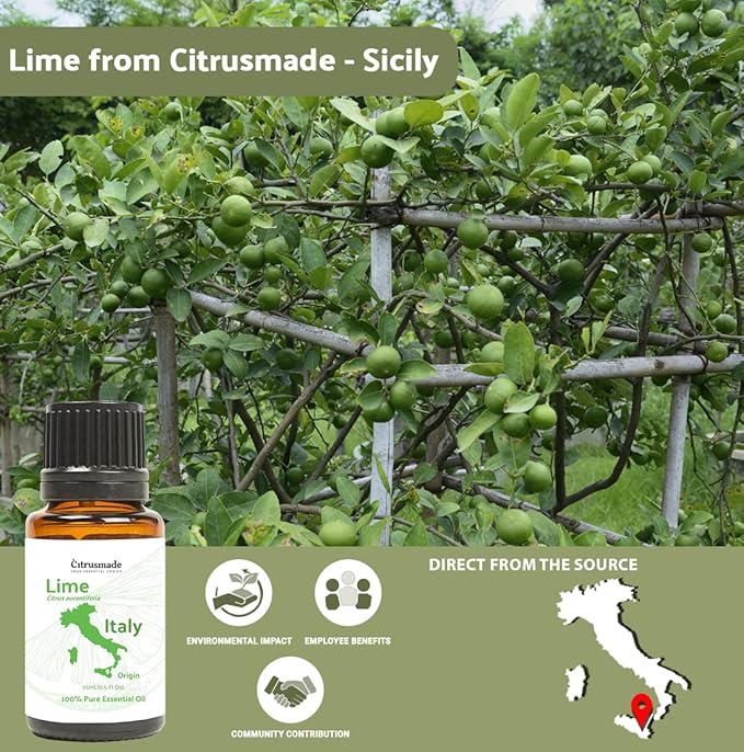 Lime Essential Oil - Direct from Citrusmade in Sicily- Pure Essential Oils for Diffusers and Aromatherapy in The Mediterranean - 100% Pure Therapeutic Grade (8oz)